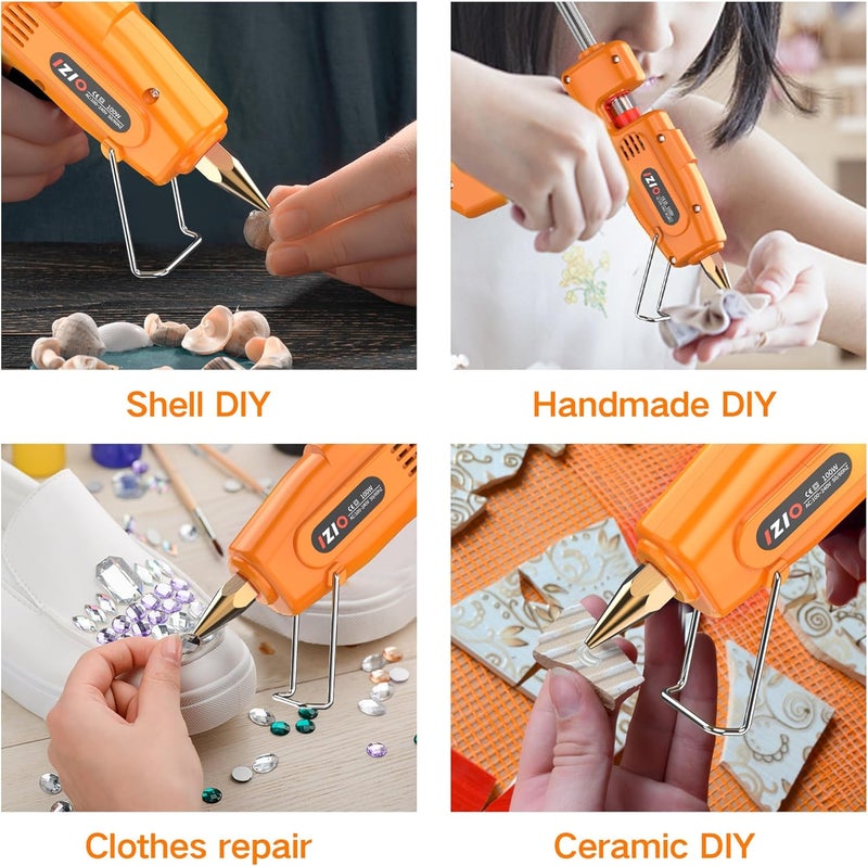 iZiO Hot glue gun and sticks set with 21 glue sticks (7/16")& storage pouch, ideal for bonding wood, fabric, plastic, diy projects, home repairs,handmade crafts，photo frames, diy fairy gardens,orange - Image 3